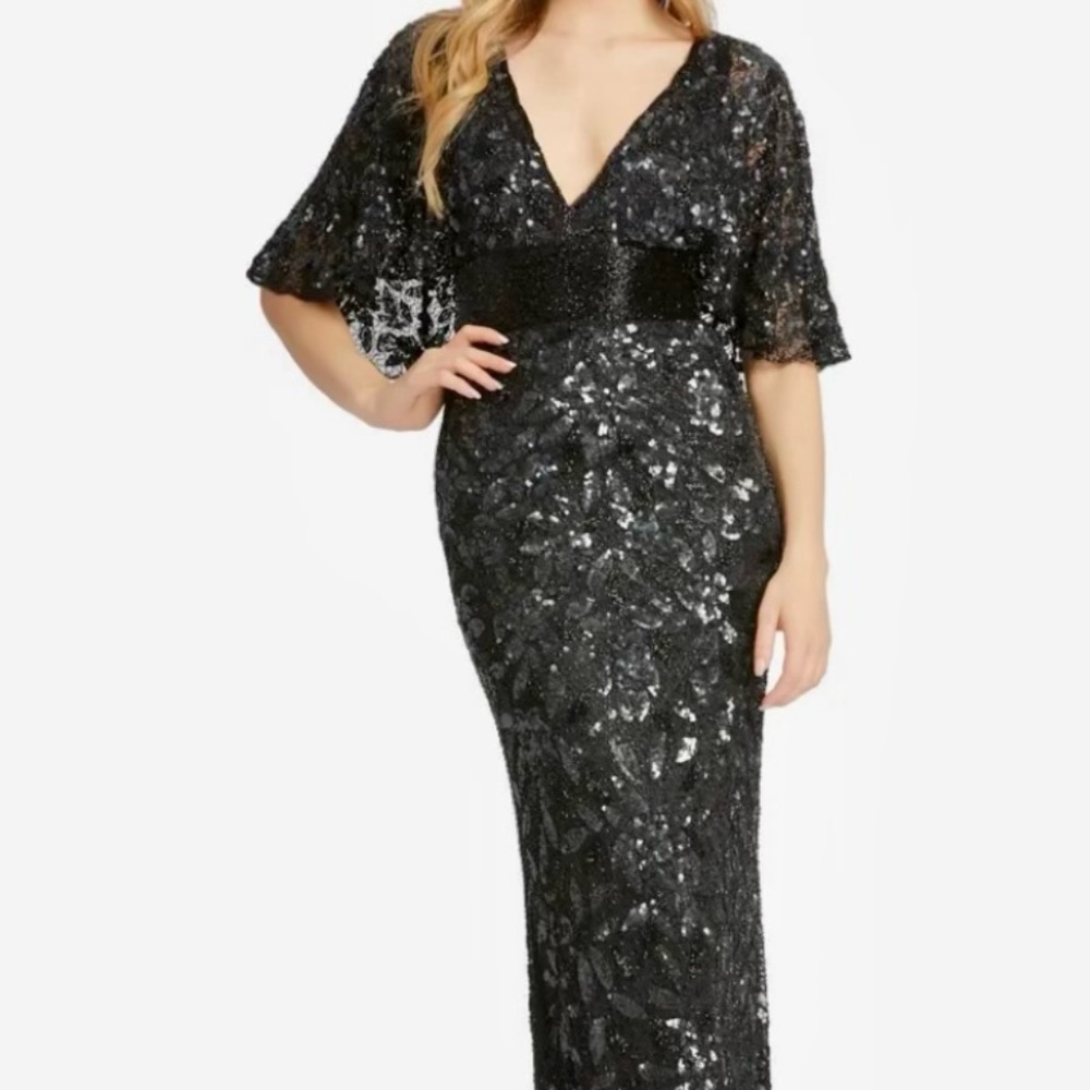 Mac Duggal Sequin & Bead Embellished Gown